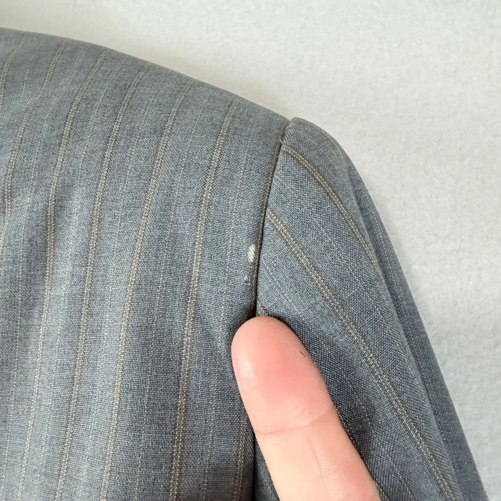 Sarar Platinum Grey Pinstripe Blazer Vitale Barberis Canonico Super 120 Wool 42R